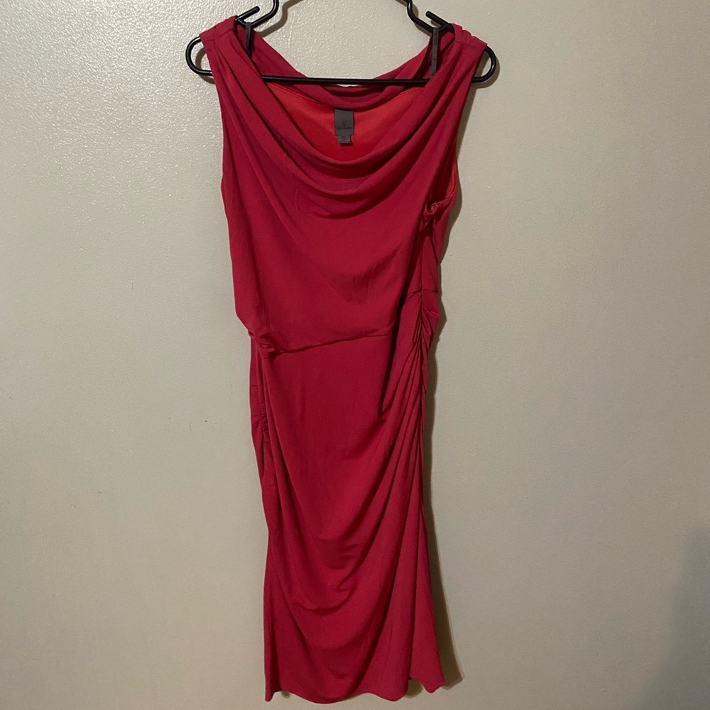 Elegant Red Draped Dress